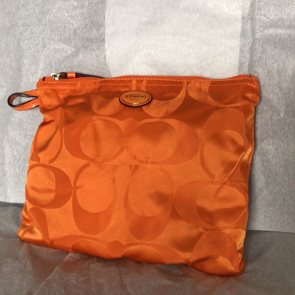 Orange Nylon packable tote bag